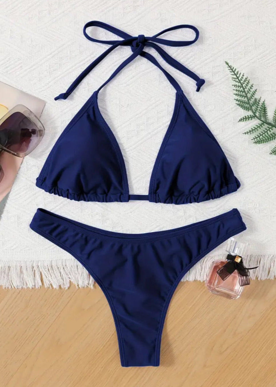 SOLID COLOR THONG BIKINI SET