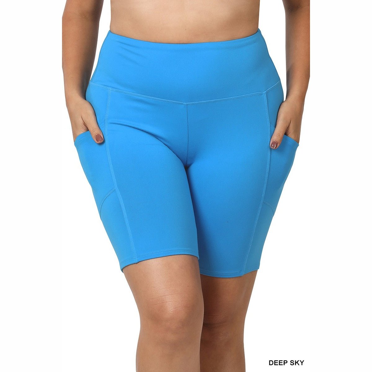 PLUS SIZE ACTIVE SHORTS WITH POCKETS