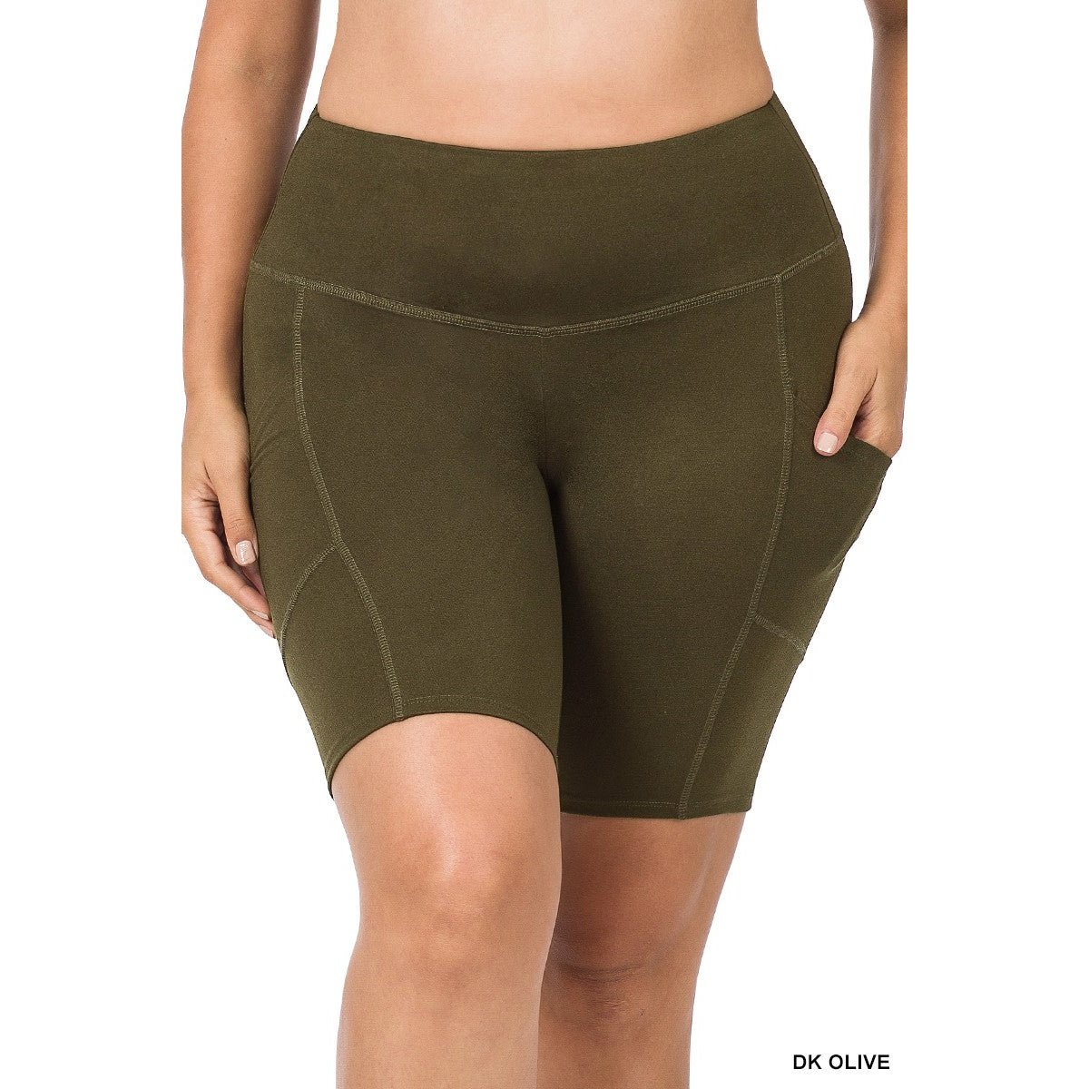 PLUS SIZE ACTIVE SHORTS WITH POCKETS