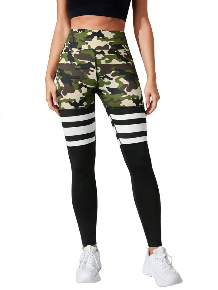 Bombshell Camo Striped Socks Leggings