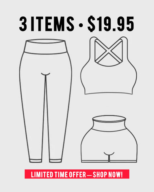 Outline of athletic wear with text indicating a limited time offer.