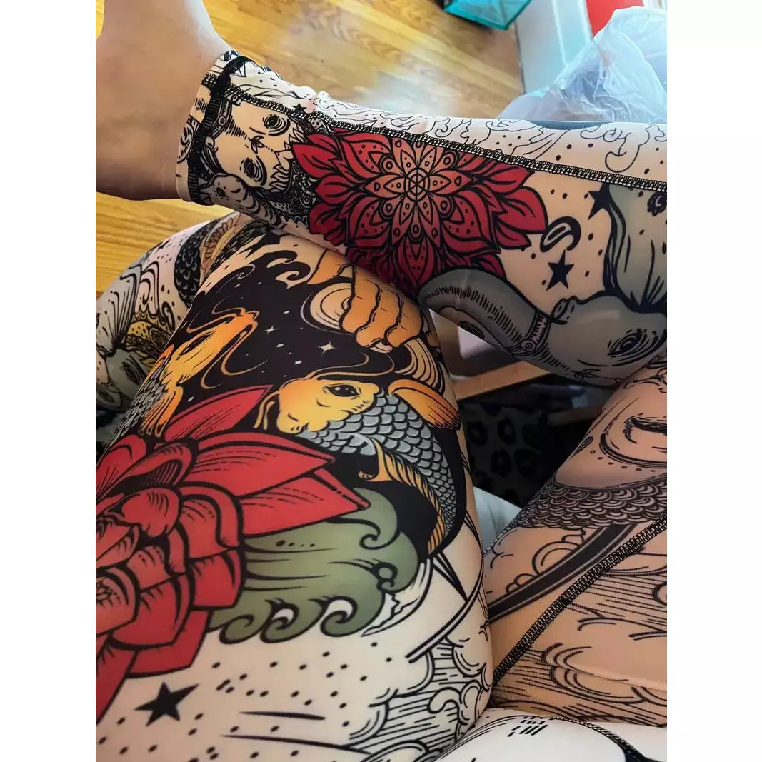 VIRAL PRINTED YOGA LEGGINGS - Peace, Love & Happiness