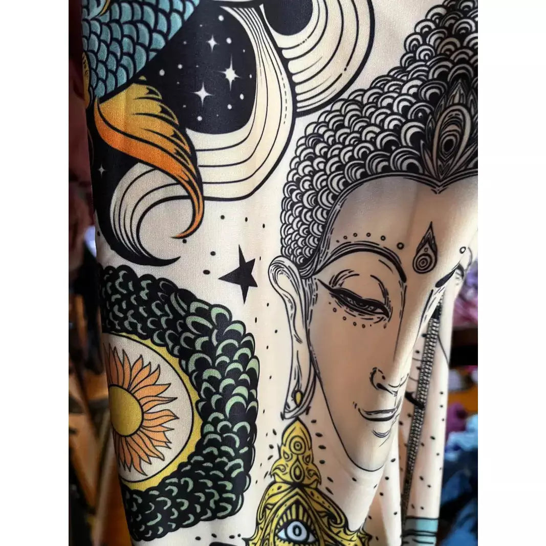 VIRAL PRINTED YOGA LEGGINGS - Peace, Love & Happiness