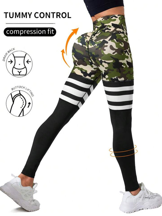 Bombshell Camo Striped Socks Leggings