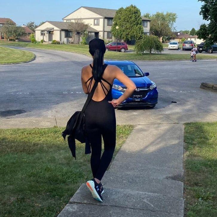 CRISS CROSS BACK WORKOUT JUMPSUITS