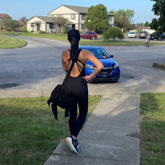 CRISS CROSS BACK WORKOUT JUMPSUITS