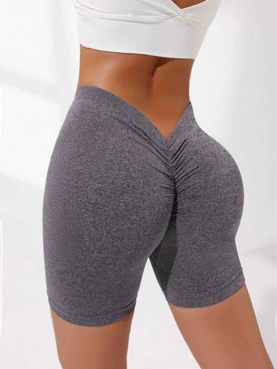 heather grey v-back shorts