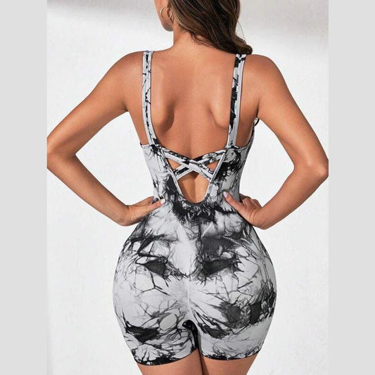 MARBLE SCRUNCH SHORTS JUMPSUITS