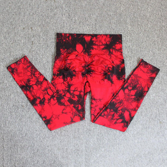 Red and Black Marbled Scrunch Leggings