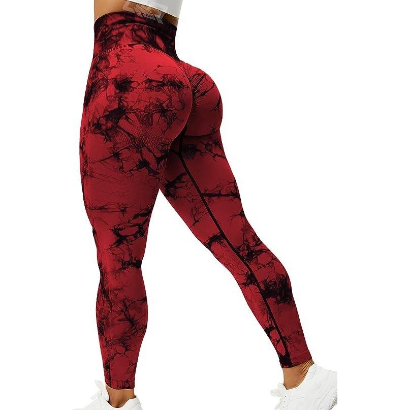 Red and Black Marbled Scrunch Leggings