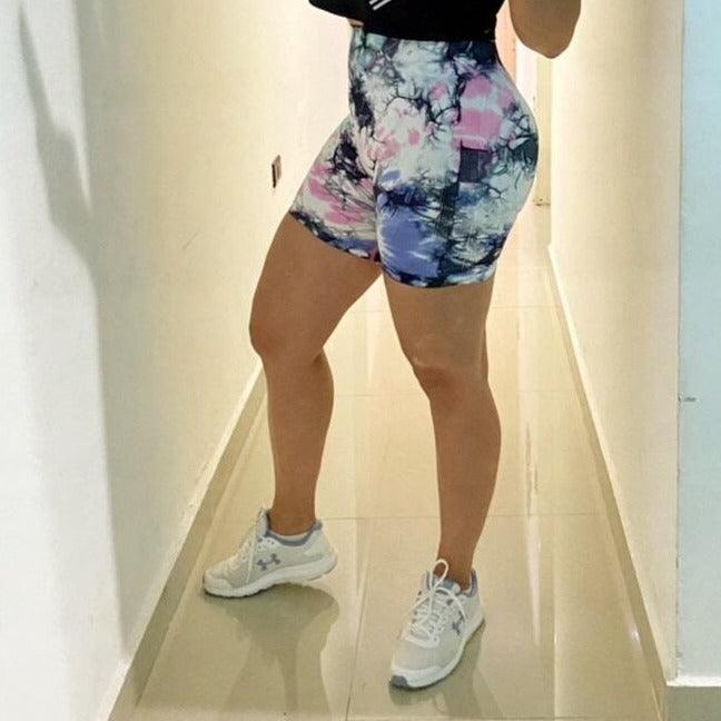 Multicolor Scrunched Tie Dye Shorts - Collection