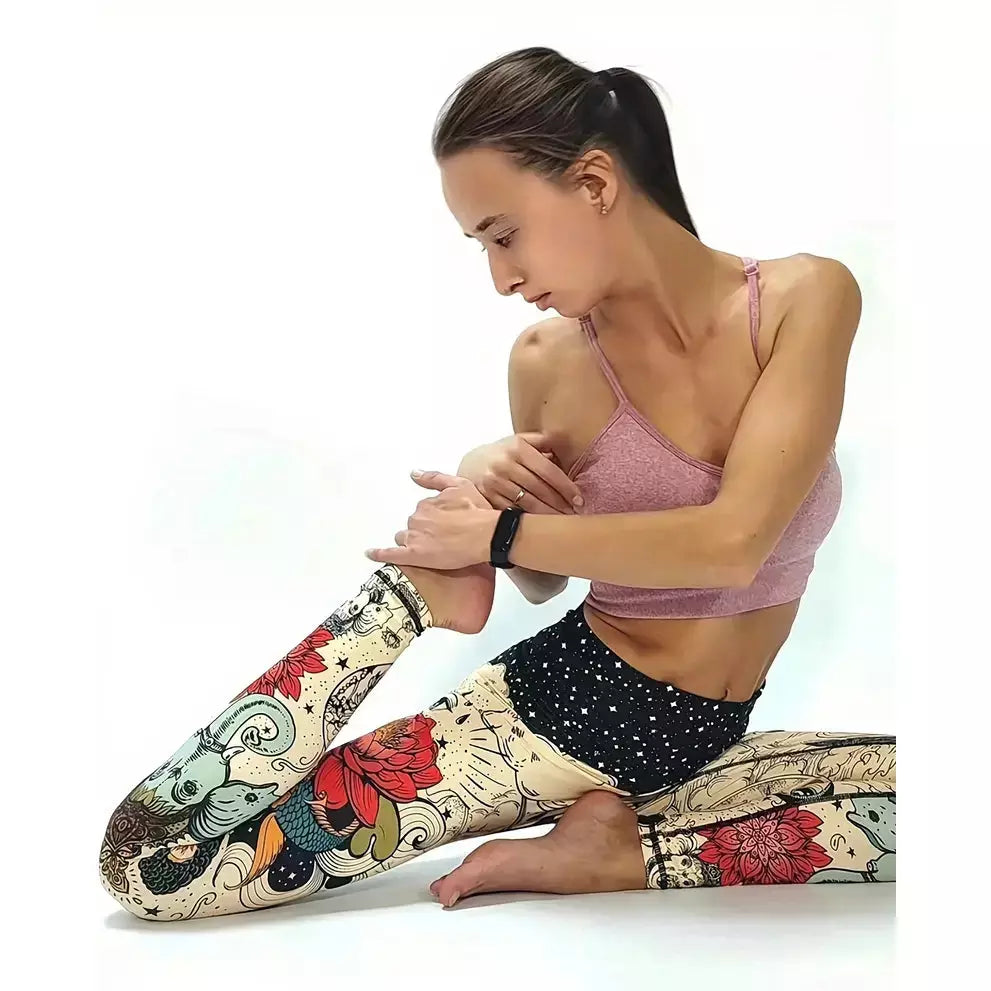 VIRAL PRINTED YOGA LEGGINGS - Peace, Love & Happiness
