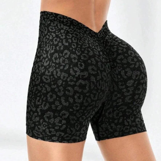 BLACK LEOPARD V-BACK SHORTS