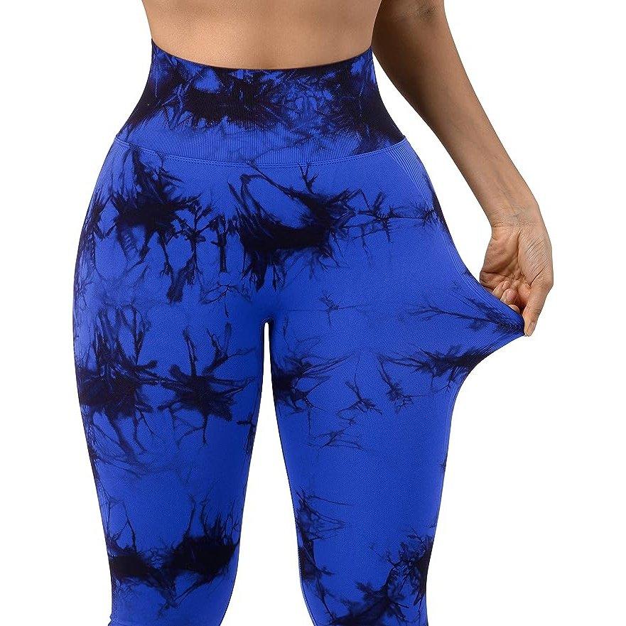 Royal Blue and Black Marble Scrunch Butt Leggings