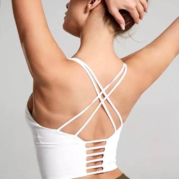 Criss Cross Back Sports Bra White