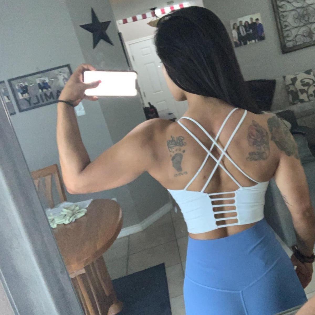 criss cross back sports bra