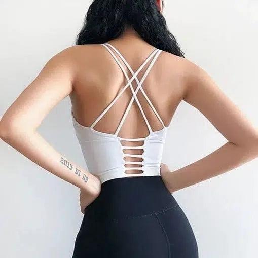 criss cross back sports bra