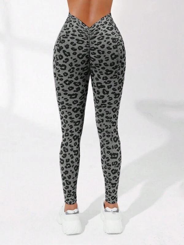 BLACK LEOPARD V-BACK LEGGINGS