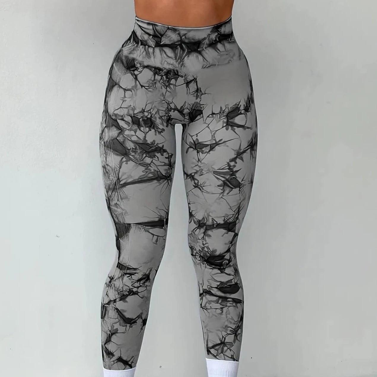 Grey & Black Marble Scrunch Butt Leggings