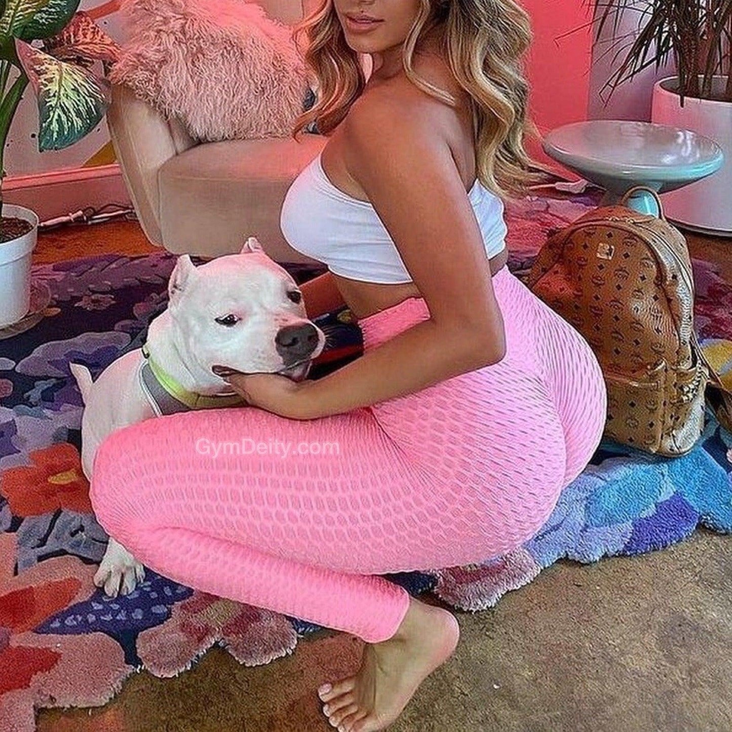 HONEYCOMB SCRUNCH LEGGINGS - Pink