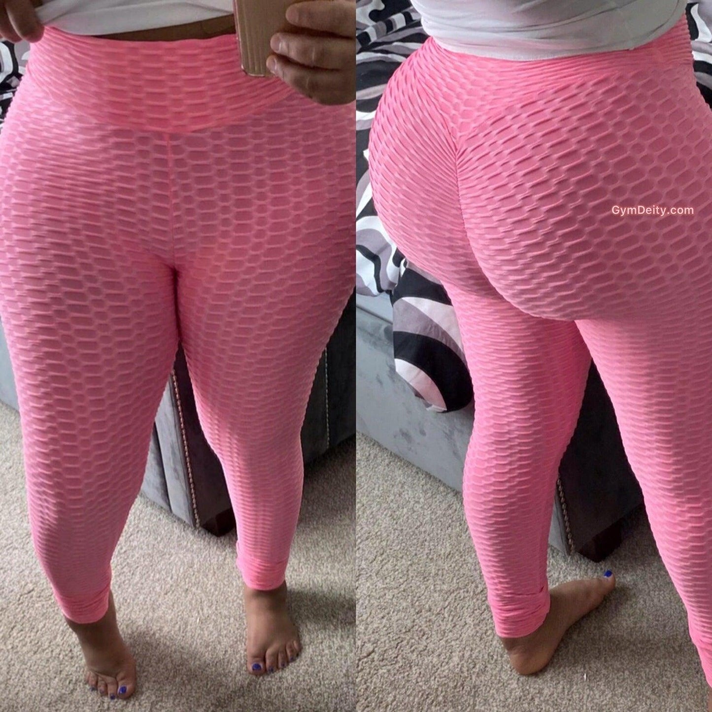 HONEYCOMB SCRUNCH LEGGINGS - Pink