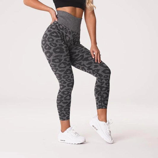 LEOPARD SEAMLESS LEGGINGS - Black
