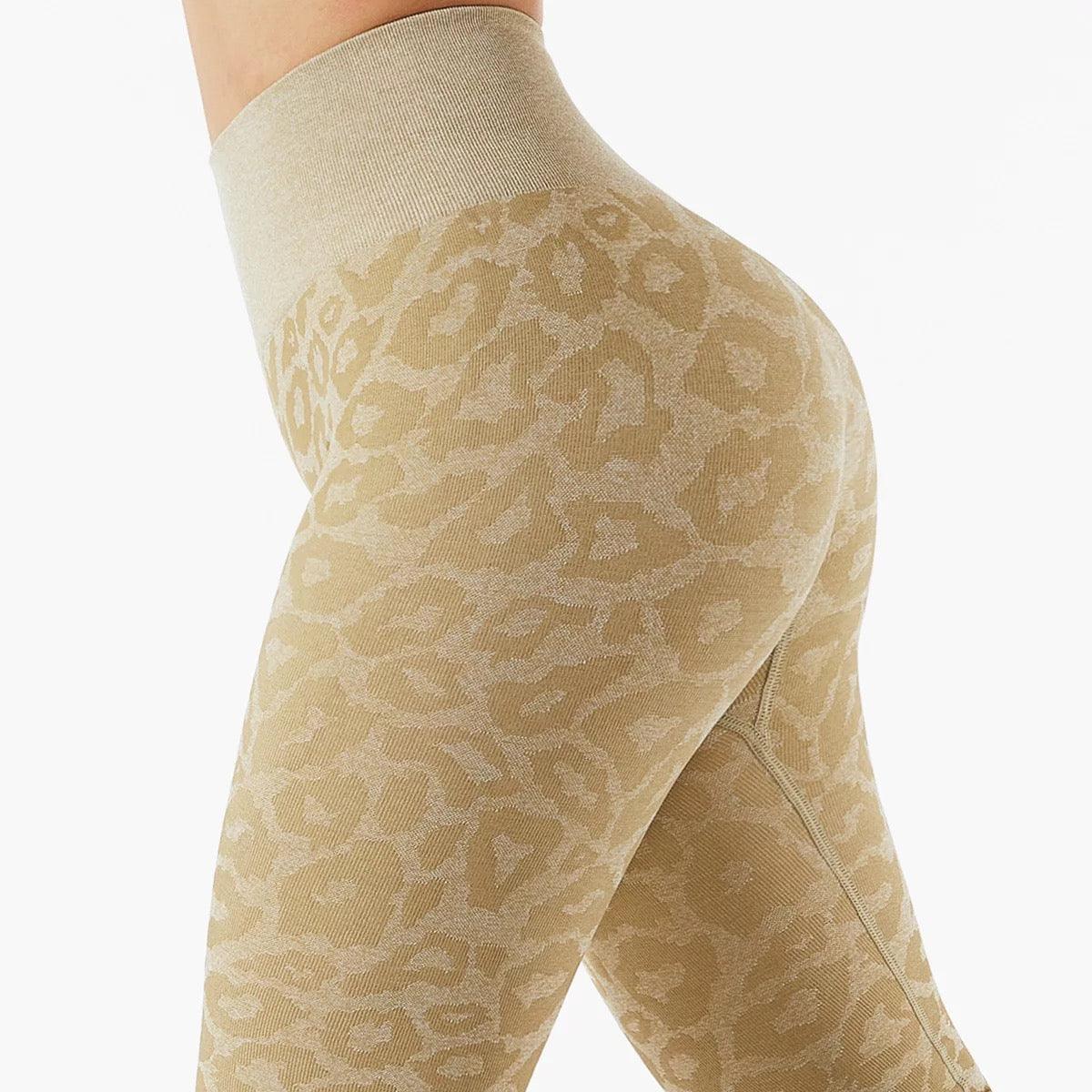LEOPARD SEAMLESS LEGGINGS - Khaki