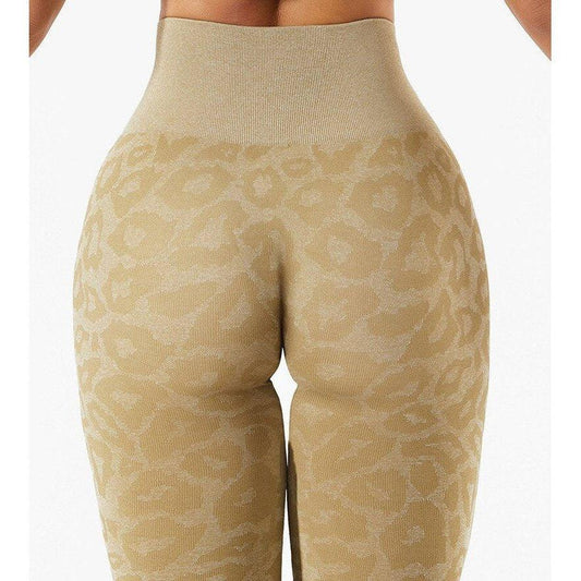 LEOPARD SEAMLESS LEGGINGS - Khaki