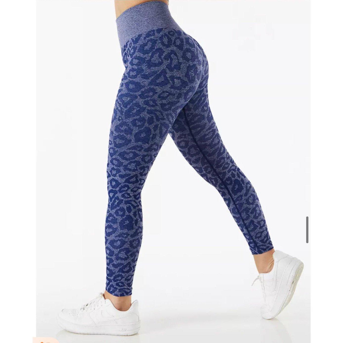 LEOPARD SEAMLESS LEGGINGS - Navy