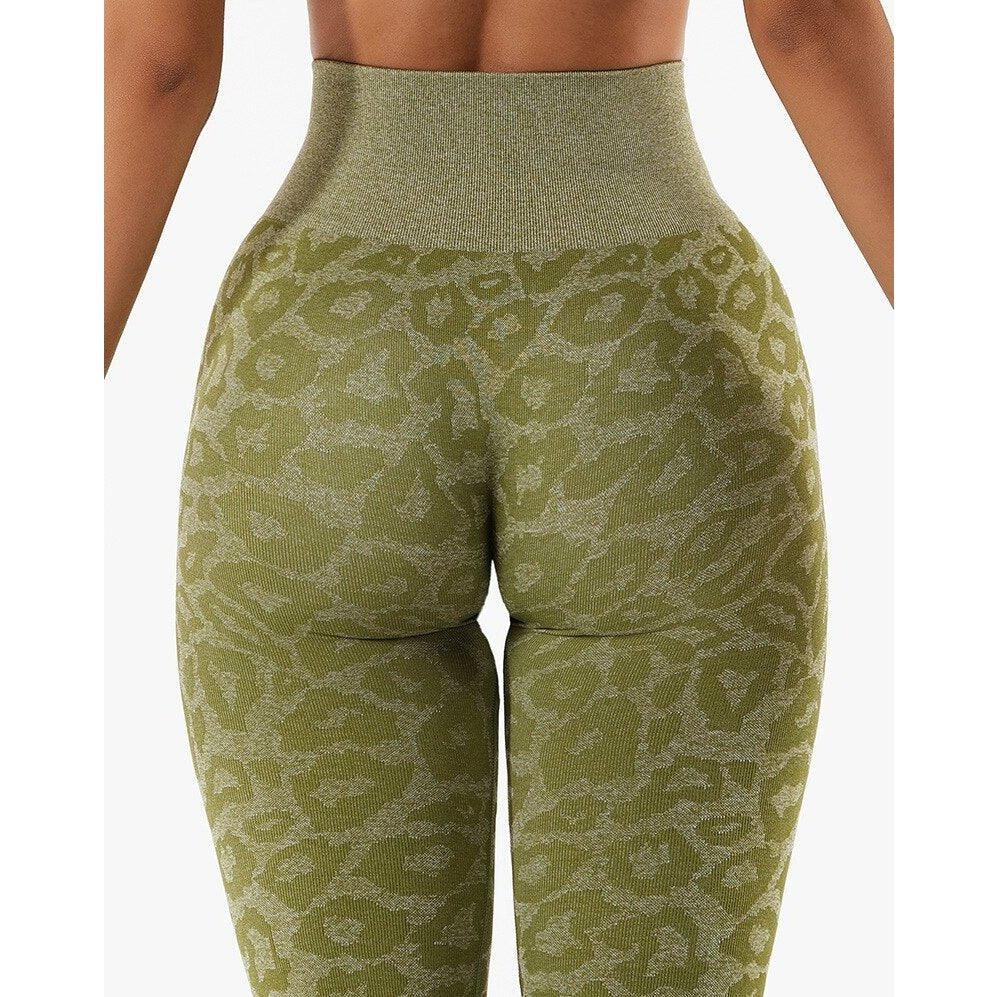 LEOPARD SEAMLESS LEGGINGS - Olive