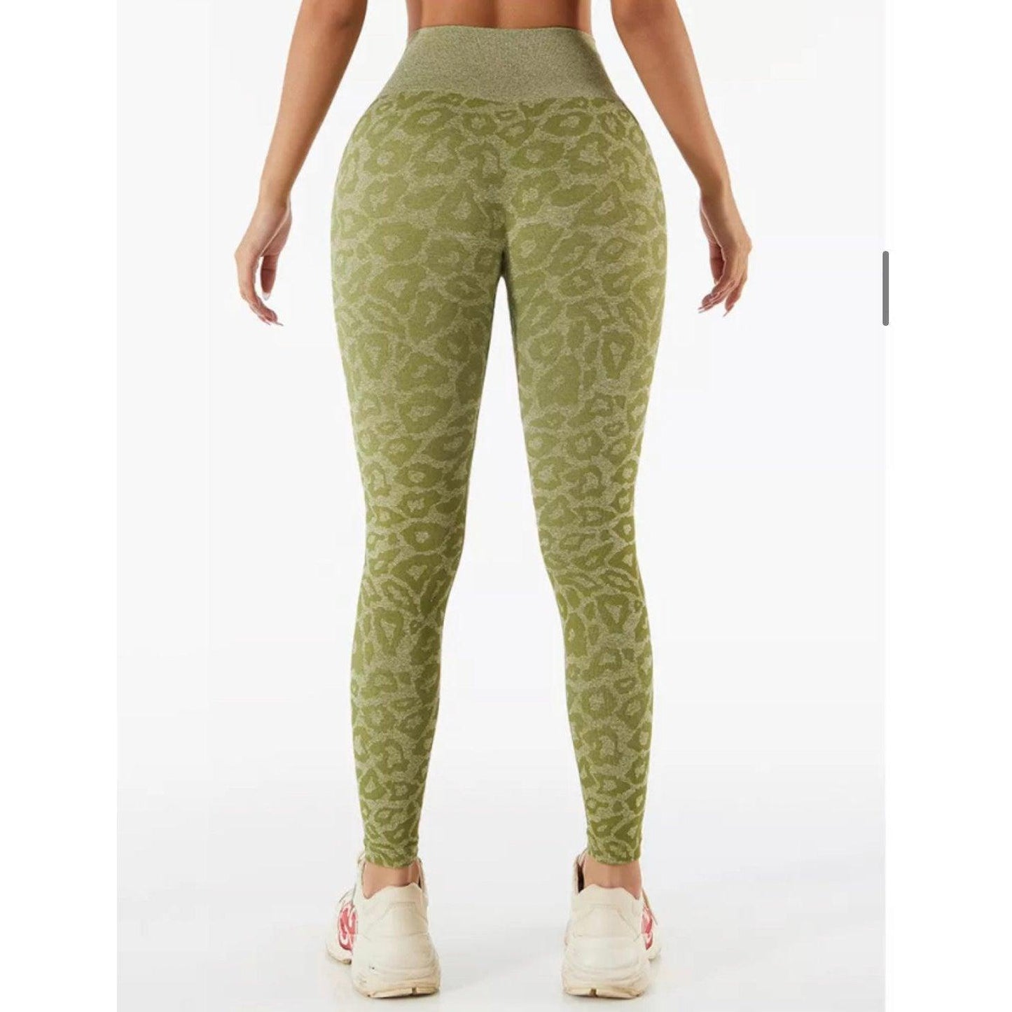 LEOPARD SEAMLESS LEGGINGS - Olive