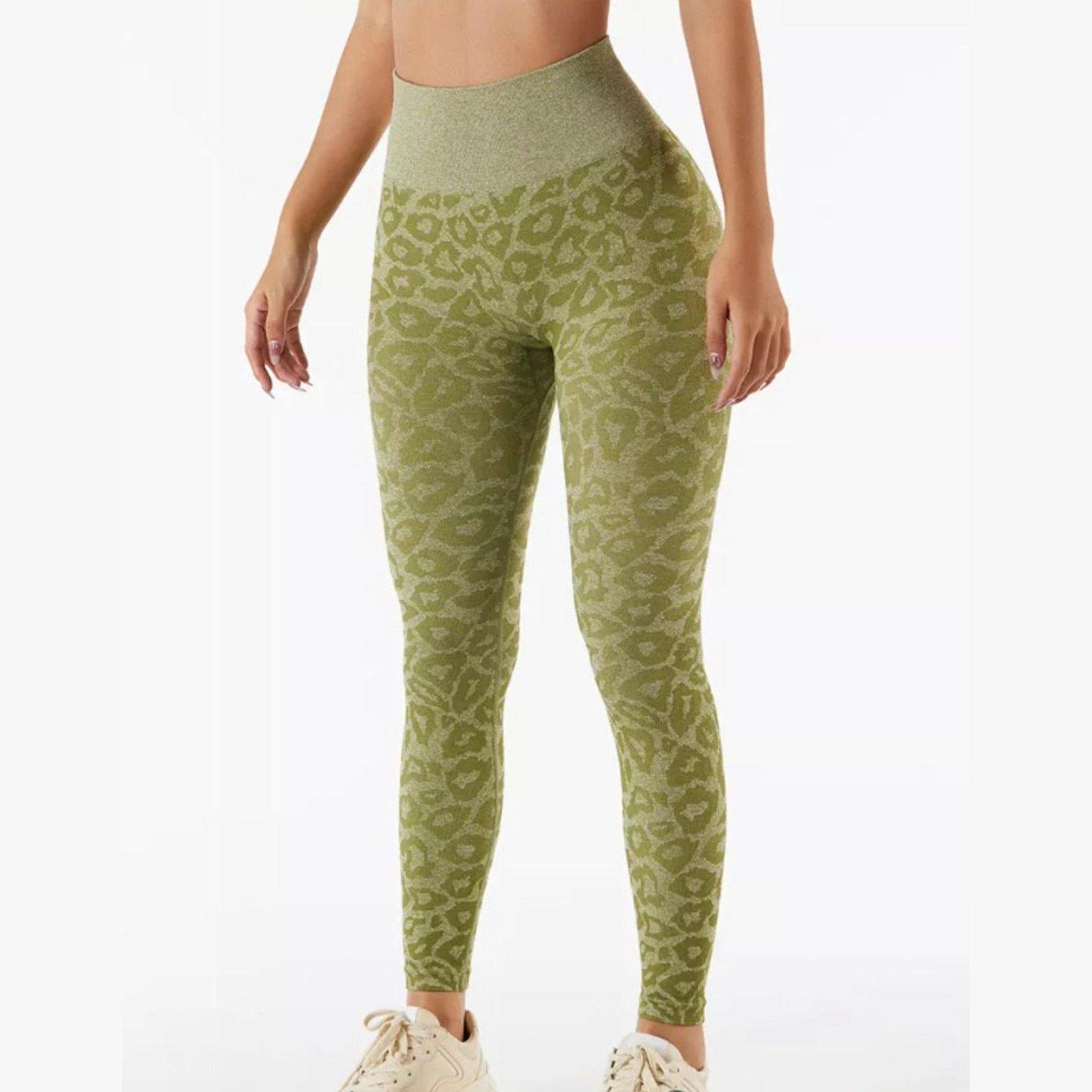 LEOPARD SEAMLESS LEGGINGS - Olive