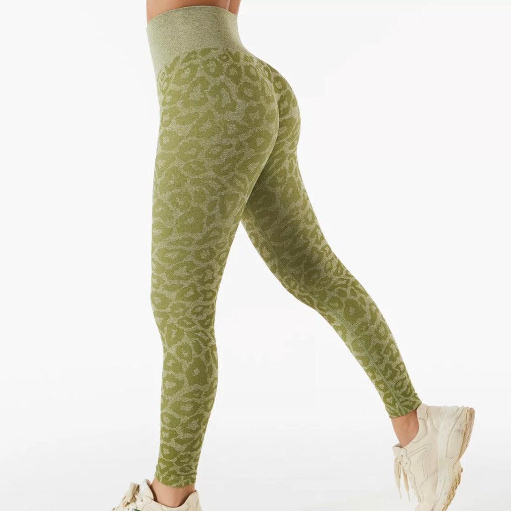 LEOPARD SEAMLESS LEGGINGS - Olive