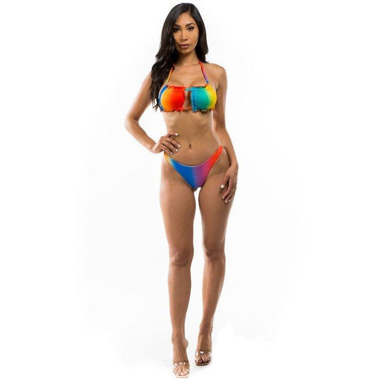 MIAMI RUCHED BIKINI TWO PIECE SET - Colorful