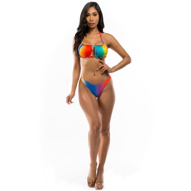 MIAMI RUCHED BIKINI TWO PIECE SET - Colorful