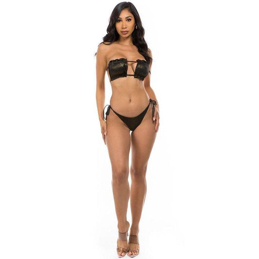 MIAMI RUCHED BIKINI TWO PIECE SET - Metallic