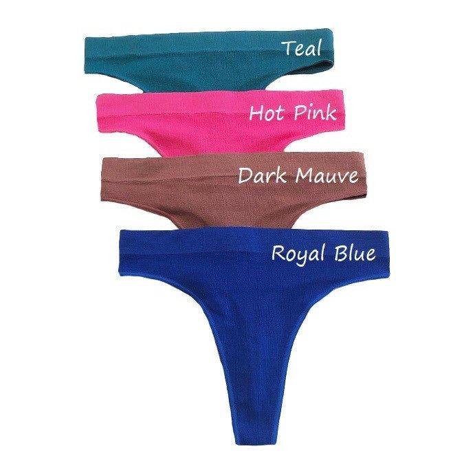 No Show Seamless Ribbed Bra & Panty Set - Thong