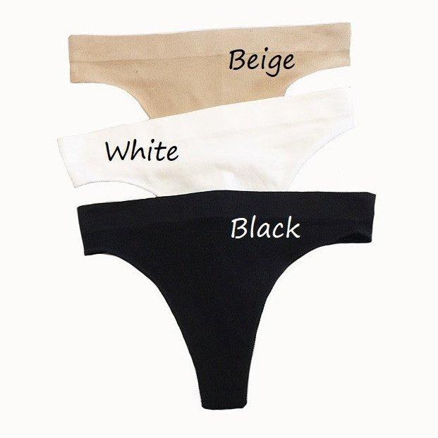 No Show Seamless Ribbed Bra & Panty Set - Thong