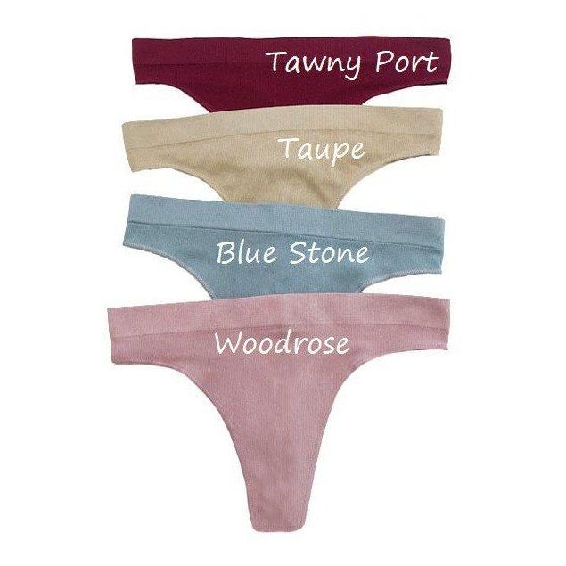 No Show Seamless Ribbed Bra & Panty Set - Thong