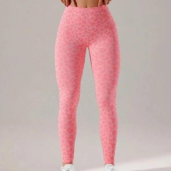 V-BACK LEGGINGS Pink Leopard