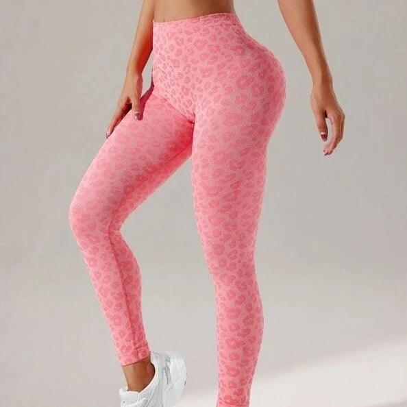 V-BACK LEGGINGS Pink Leopard