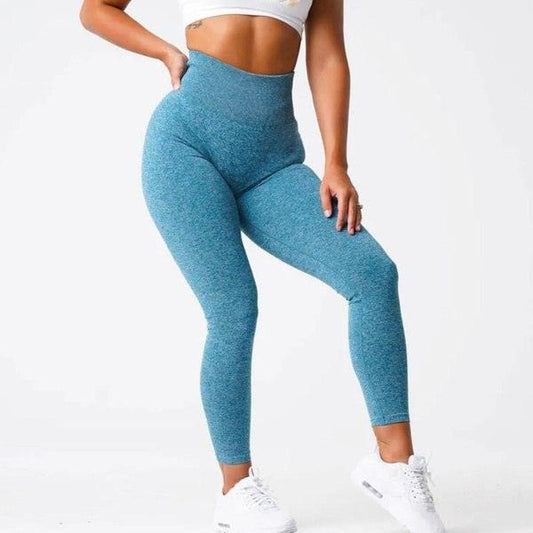 SEAMLESS SCRUNCH LEGGINGS - Blue Speckled