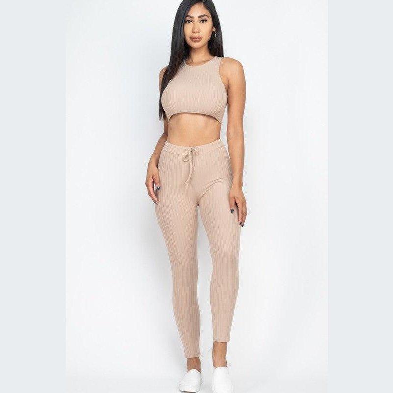 Show It Off Rib Cropped Top & Leggings Set