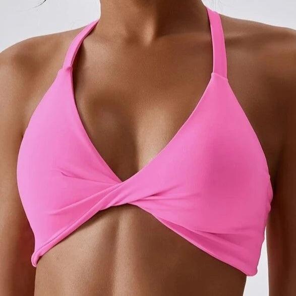 TWIST FRONT HALTER NECK SPORTS BRA