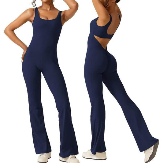 Irresistible V-Back Flared Jumpsuit - GymDeity.com