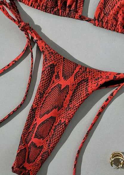 SNAKESKIN PRINT BIKINI SET