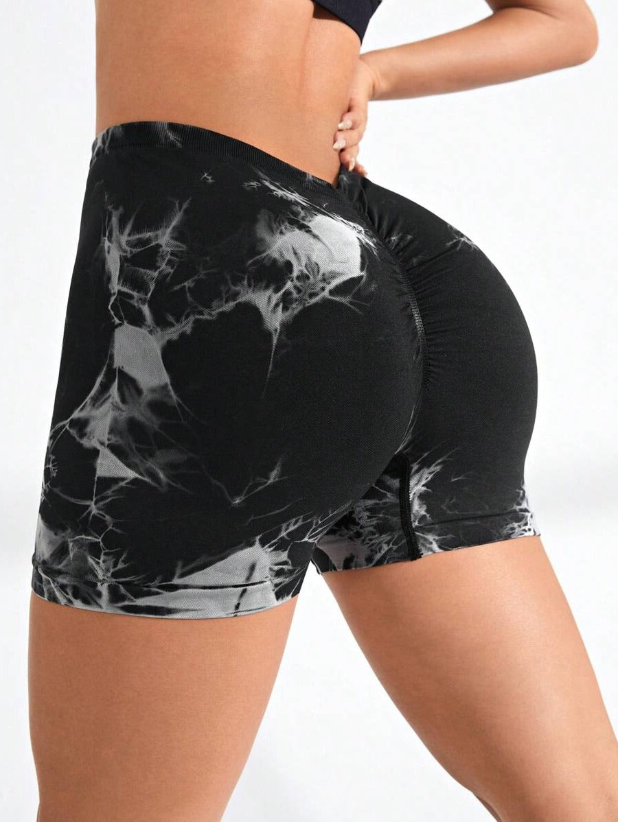 V-BACK MARBLE SCRUNCH SHORTS