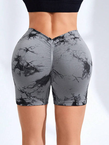 V-back Marble Scrunch Shorts