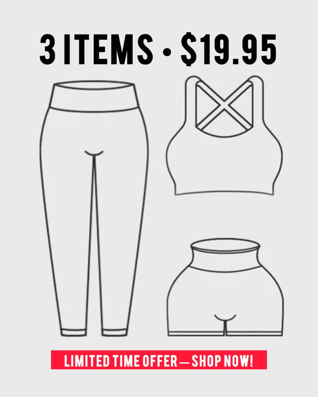 Outline of athletic wear with text indicating a limited time offer.