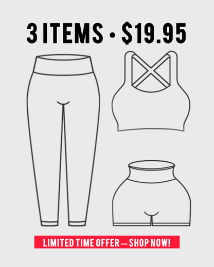 Outline of athletic wear with text indicating a limited time offer.